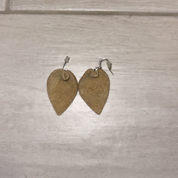 NWOT Gold leather earrings - Picture 2 of 2